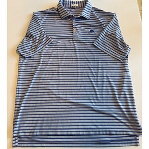 Peter Millar Polo Mens XL Blue Striped Summer Comfort MF23EK27S Golf Shirt